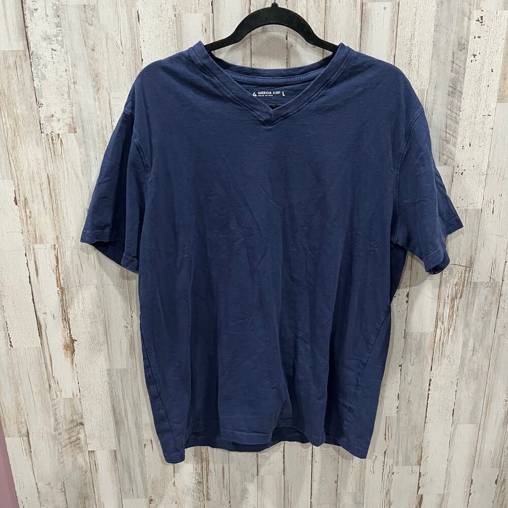 American Giant Navy VNeck Slub Cotton‎ Premium Tee Tshirt Mens Large USA Made
